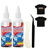 2 Stück Flockentferner Beflockung Textilien 100ml, Druckecke Flockentferner, mit Pinzette und Schaber, Schnelle Entfernung, Geeignet zum Entfernen von Druckfehlern aus Stoffen