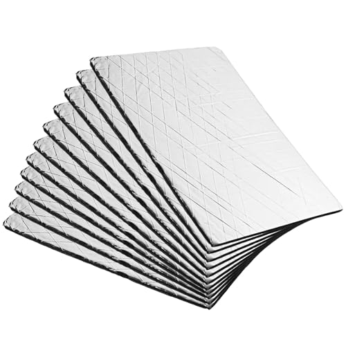 10 alfombrillas aislantes autoadhesivas, 250 x 180 x 5 mm, antirruidos, placas aislantes para coche, protección contra el ruido, resistente al agua y al fuego