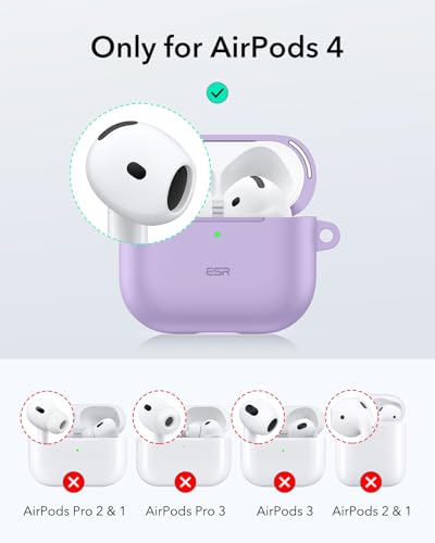 Image of ESR for AirPods 4 Case, Compatible with AirPods 4th Generation Case (2024) (USB-C), Magnetic Lid Lock, Full Drop Protection Cover, Cloud Soft Case, Purple