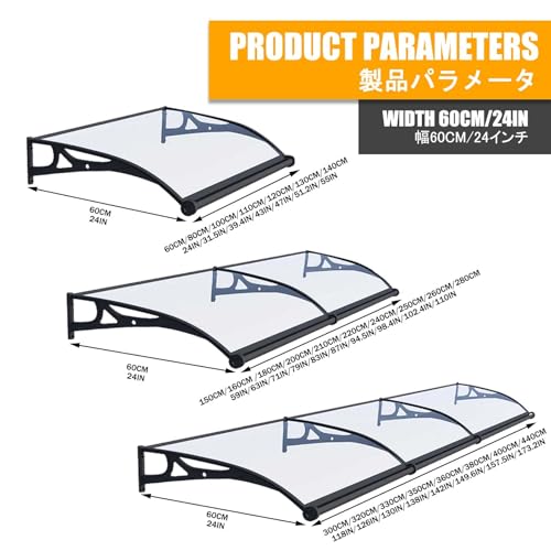 Marquesina transparente para puerta exterior e invisible toldo contra la lluvia 2