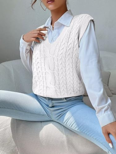 Image of Womens Sweater Vest Sleeveless Cotton Casual V Neck Pullover