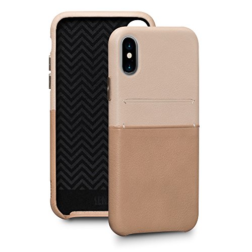 Sena Arri Leather Snap On Wallet for iPhone X, XS - Handwrapped Card Holder Case, Sand/Desert