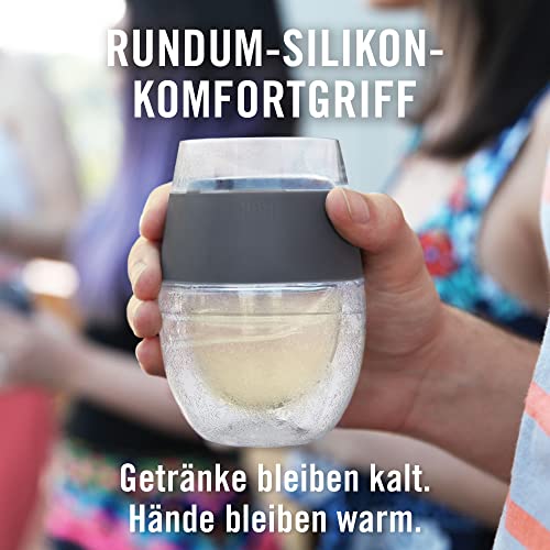 Host Wine Freeze Cup Set Of 2 - Plastic Double Wall Insulated Wine Cooling Freezable Drink Vacuum Cup With Freezing Gel, Wine Glasses For Red And White Wine, 8.5 Oz Marble - Gift Essentials #TOP4