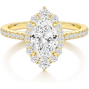 EAMTI 3CT Oval Cut CZ Engagement Rings for Women Halo Wedding Band