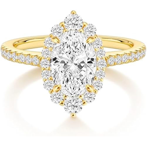 EAMTI 3CT Oval Cut CZ Engagement Rings for Women Halo Wedding Band