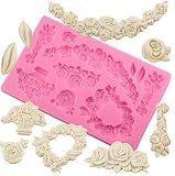 Moule en silicone pour bordure de gâteau en forme de rose - Outil de décoration de gâteau de mariage - Moule en dentelle pour cupcakes - Moule en pâte fimo - Outil de cuisson