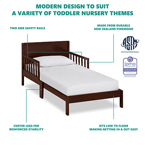 Dream On Me Brookside Toddler Bed In Espresso, Greenguard Gold Certified, Jpma Certified, Low To Floor Design, Non-Toxic Finish, Safety Rails, Made Of Pinewood #TOP5