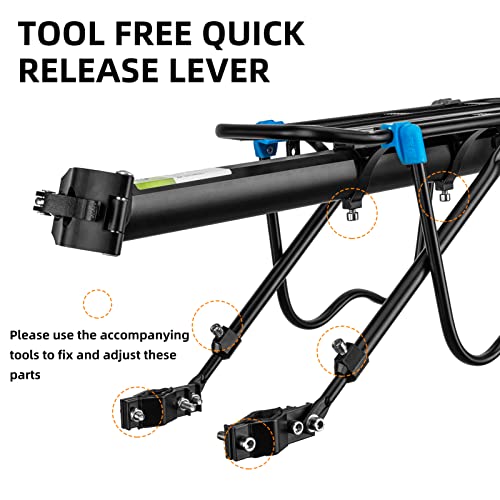 Rockbros Rear Bike Rack Adjustable Bike Cargo Rack Durable Mountain Bike Luggage Rack 55Lbs Capacity Universal Easy To Install #TOP3
