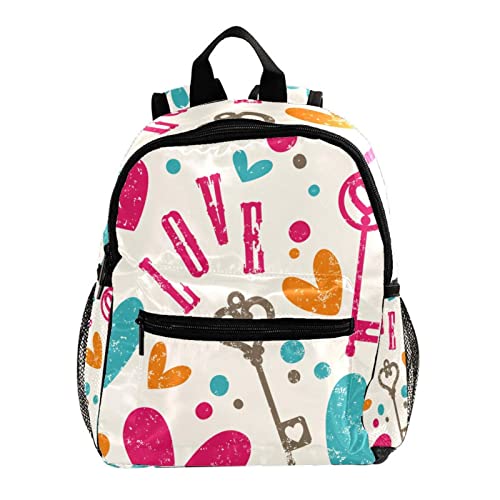 Sac à dos tendance pour enfants de 3 à 8 ans avec motif clé d'amour et bretelles ergonomiques