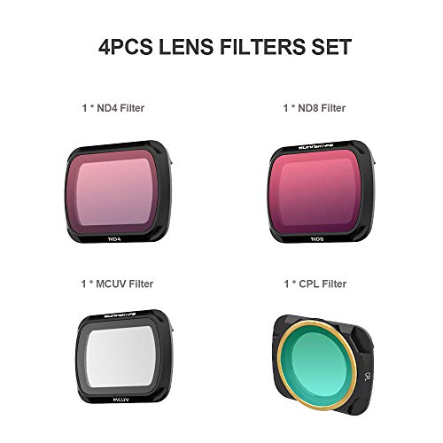 Filtro de lentes, Entweg para DJI Mavic Air 2 Drone 4pcs Conjunto de Filtros de Lente MCUV CPL ND4 N