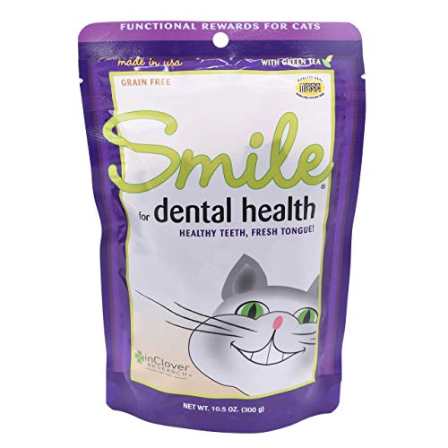In Clover Smile Daily Dental Health Soft Chews for Cats, Support Healthy Teeth and Fresh Tongue with Catnip and Green Tea, Prebiotics, and Chlorophyll for Fresh Breath, 10.5 oz