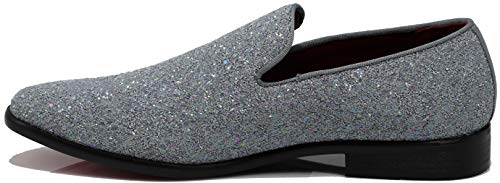Image of SPK04 Men's Vintage Glitter Dress Loafers Slip On Shoes Classic Tuxedo Dress Shoes