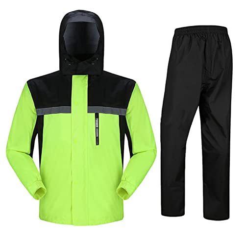 SJASD Trajes Agua Moto Impermeable,Traje de Lluvia para Motocicleta Chubasquero y Pantalones,Chaqueta de Lluvia Reflectante para Montar de Lluvia Poncho