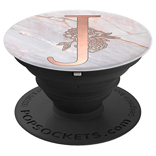 Rose Pink Letter J First Initial Monogram AAN115 PopSockets Grip and Stand for Phones and Tablets