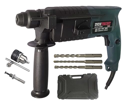 Image of Inditrust 6-Month Warranty 900W Rotary hammer drill machine 20mm Left /Right Rotation, 3pc Bit with 13mm Drill Chuck key Adaptor set (RED) 100% Copper Winding (BLUE)