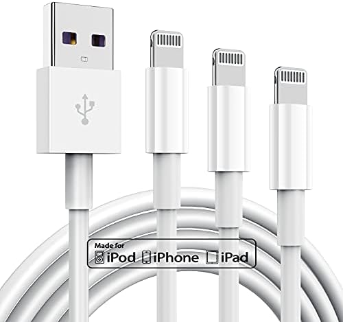 3 Pack Apple MFi Certified iPhone Charger Cable 6ft, Apple Lightning to USB Cable Cord 6 Foot, 2.4A Fast Charging,Apple Phone Long Chargers for iPhone 14/13/12/11/11 Pro/11 Max/X/XS/XR/XS Max/8/7/6