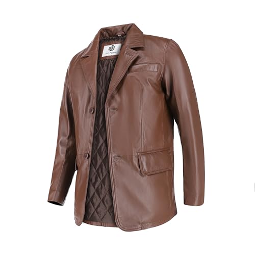 Image of TLC Genuine Leather Blazer Men | Notched Collar Classic Gentleman Style Leather Coats for Men