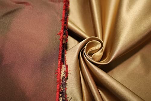 Tissu 100 % soie hollandaise satin doré rouge 137 cm anti-irritation pour peau sensible