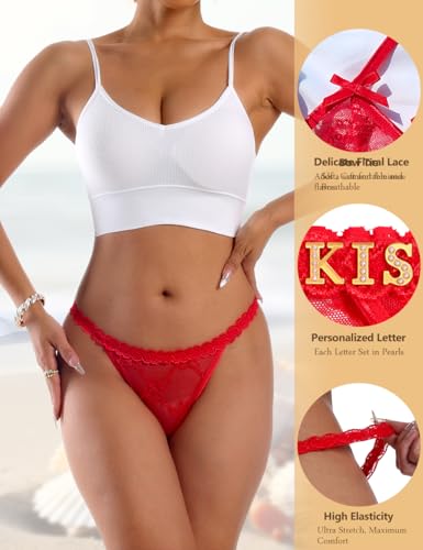 Image of Sexy Underwear for Women Lace Panties Sexy Thong with Funny Rhinestone Letters for Couple Gifts