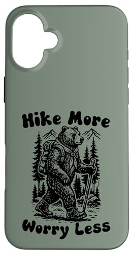 Hike More Worry Less Funny Cub Scouts BSA Hiking Bear �X�}�z�P�[�X iPhone 16 Plus �p