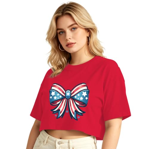 Image of 4th of July Bow Tank Top Women-Vintage American Bow Sleeveless Shirt USA Flag Tee Top Patriotic Tank Top