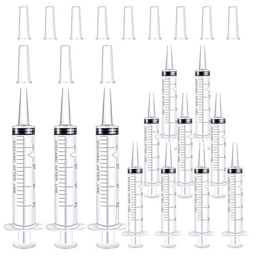 20 ml Syringe without Needle, Syringe for Liquid with Cap, Oral, Scientific Labs, Measurement, Pack of 12