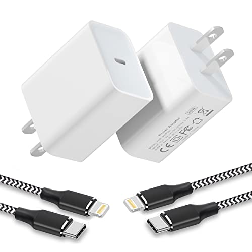 iPhone Charger Fast Charging with 6 Ft iPhone Charger Cord,20W USB C Wall Charger Fast iPhone Charger Block Adapter Compatible with iPhone 13/12/11/11 Pro Max/XS/XR/X/8/7/6 Plus/iPad (2-Pack)