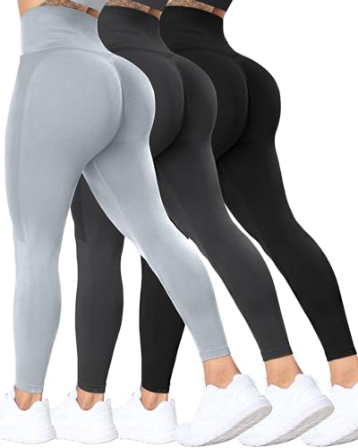 ATHVOTAR 3 Pack Butt Lifting Workout Leggings Women High Waist ...