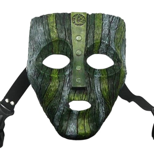Charmgle Máscara de resina Loki de lujo de Jim Carrey The Mask para Halloween, disfraz de máscaras, disfraz de película, decoración del hogar, colección para adultos, color verde claro