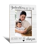 WTOGQ Godmother Gifts Picture Frame, God Mothers Gifts for Women, Appreciation Photo Frame 4X6, Godmothers Are Special Because They Are Chosen Wooden Photo Picture Frames for Desk Tabletop Decor
