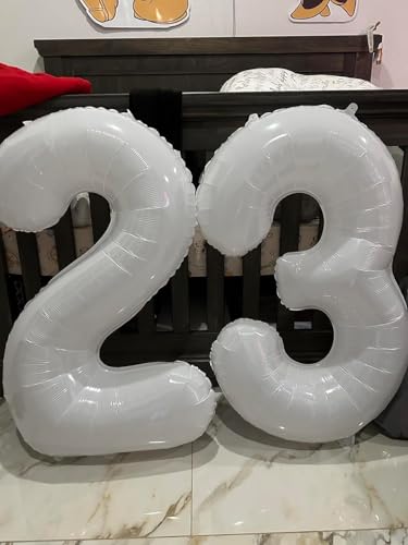 Image of Number Balloons White 3 Balloon 40 inch for 3rd Birthday Party Decoration | Saturated Color, Large 40 inch, With Inflation Straw & Hanging Hole, Great for Bridal Party, Wedding, Thanksgiving, Christmas