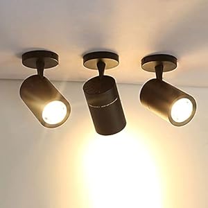 3 Paquet Spot de Plafond Noir, 7W Surface Spot Spot Lumineux LED Plafond de tête réglable Downlight, galerie de galeries lumières accentues des projecteurs pour Salon Cuisine Cuisine