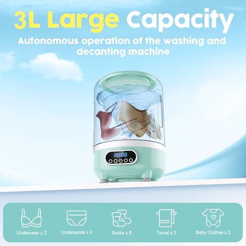 Image of Portable Washing Machine and dryer Underwear Washer,Upgraded Portable Mini Washing Machine,Rechargeable Cordless portable washer, Laundry Cup for Bra, Underwear, Socks(3Lgreen)