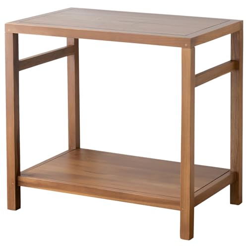 Happy Garden Meuble sous Vasque en Teck Massif 80 cm Dewi – Meuble Salle de Bain Robuste et Naturel, supportant 50 kg, Design rectangulaire, 1 étagère, Installation...