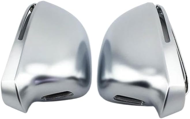 Car Mirror Cover Compatible With A4 B8 09-12 A3 A5 A6 Q3 Matte Silver Rearview Mirror Cover Protection Cap(NO hole)