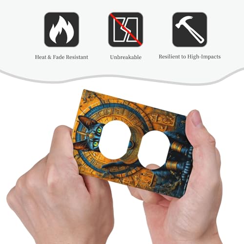 Decorative Outlet Covers Egyptian Black Cat Vintage Gold Decorated 1 Gang Duplex Light Switch Cover Plate Wall Plates for Electrical Outlets Switchplate Faceplate for Home Decor