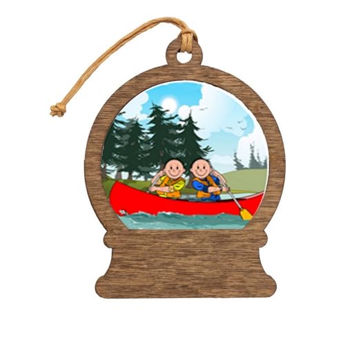 PrintedPerfection.com Personalized Canoe - Male & Male Wooden Snow Globe Shaped Christmas Ornament