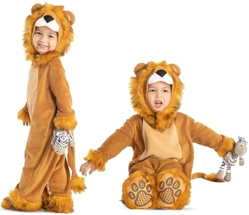 Spooktacular Creations Halloween Toddler Lion Costume with Zebra Toy, Lion Costume Kids for Baby Halloween Dress Up Party