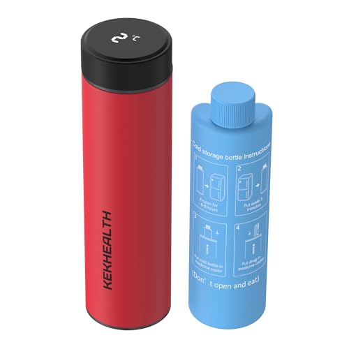 KEKHEALTH Tazza Refrigerata per Insulina con Visualizzazione Della Temperatura, Borsa Termica per Insulina 3 Penne, Borsa Termica Medicinali, Kit Diabetici(Rosso di Salvataggio)