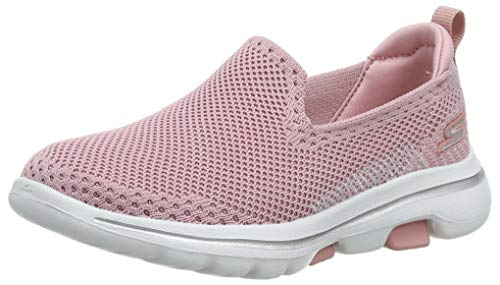 Skechers Go Walk 5-Clearly Comfy, Zapatillas sin Cordones Niñas, Multicolor (LTPK Black Knit/Pink & Turquoise Trim), 28 EU