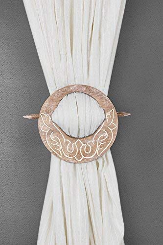 Storeindya SINB079W8BCP9 Handmade Tieback Curtains Holdback Wooden Rustic Heart Shaped Window Treatment Christmas Housewarming Gift thumb #1