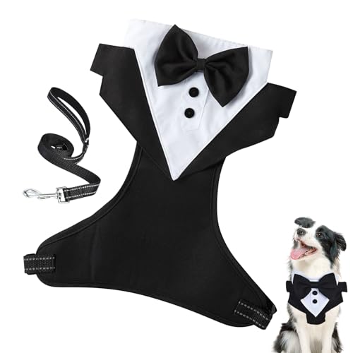 Traje de boda para perro, traje de pajarita de fiesta de boda con cuerda de tracción | Traje de perro de boda, formal de, ropa de cachorro para