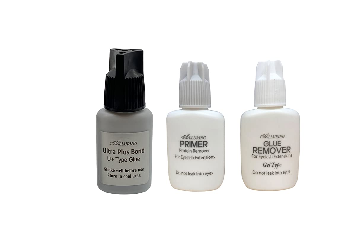Alluring Ultra Plus Powerful Glue Adhesive Strong Long Lasting size 10ml, Alluring Remover & Alluring Lash Primer