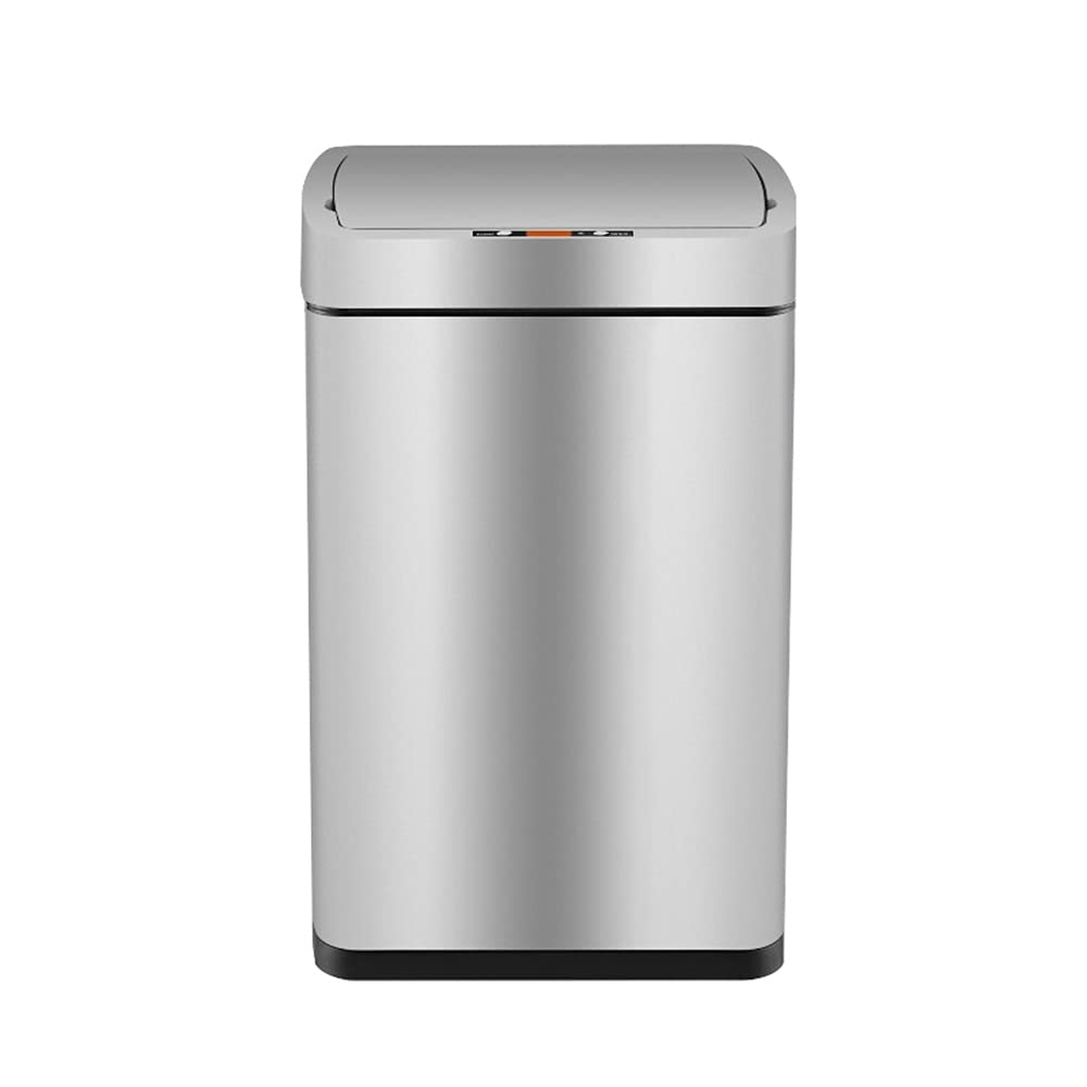 Smart Sensor Trash Can, Household Stainless Steel Fully Automatic with Cover 12L Capacity Sealed and Waterproof Design Electric Kitchen Trash Can(Silver)