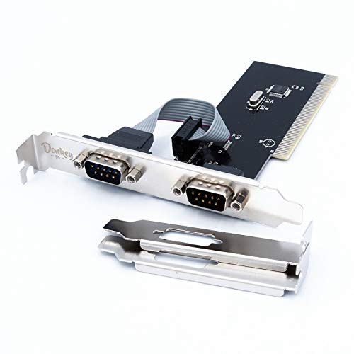 Donkey pc - Scheda di espansione PCI a 2 porte seriali DB9 PCI pin RS232 adattatore scheda per computer ideale per stampanti Ticket, lettori di codici e simili.