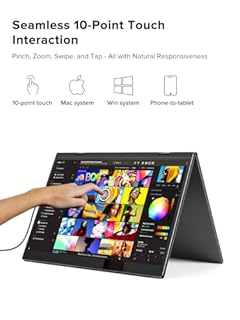 UPERFECT Delta Pro Touch Portable Monitor, 16" 2K Laptop Screen Extender, Touchscreen Dual Monitor with Stylus, First Pressure-Sensitive Touch Display, Stacked Folding Vertical Dual Screen with Stand