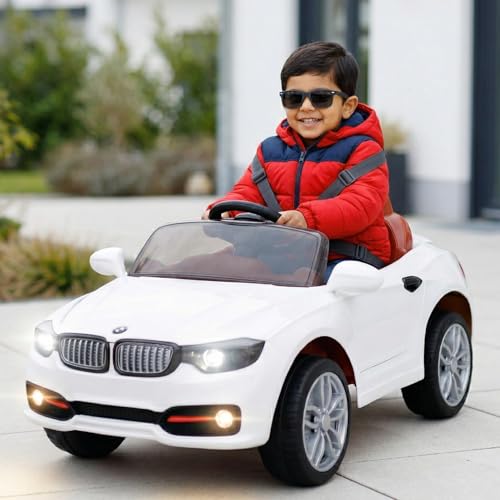Image of Toyzone Zee-4 Electric Car Tz-313 (White) | Frequency 2.4 Ghz | Lights & Music | Ride-on Car for Kids | Seat Belt for Safety | Perfect Tyre Grip | Make in India | Indoor and Outdoor Toy