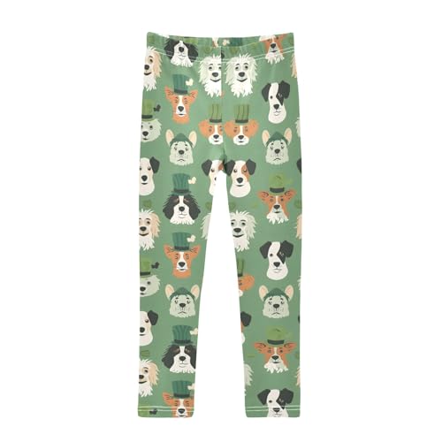 Dog Wearing A Hat Girls Leggings Athletic Pants Tights Stretch Bottom