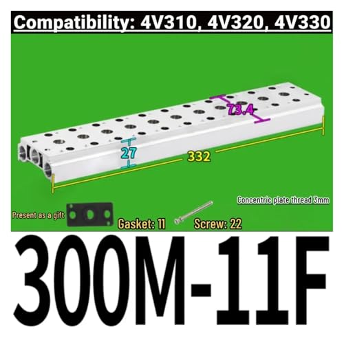 Embase de vanne pneumatique 300M-11F pour centraliser la série 4V - 3
