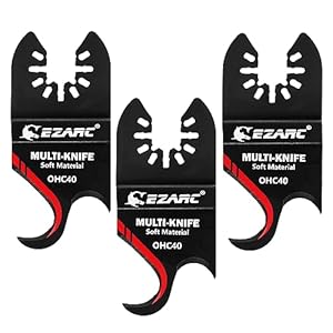EZARC Oscillating Multi tool Hook Knife Blade, 3PCS Multitool Saw Blades for Cutting Soft Materials Roofing Shingles, PVC Carpet and Cardboard